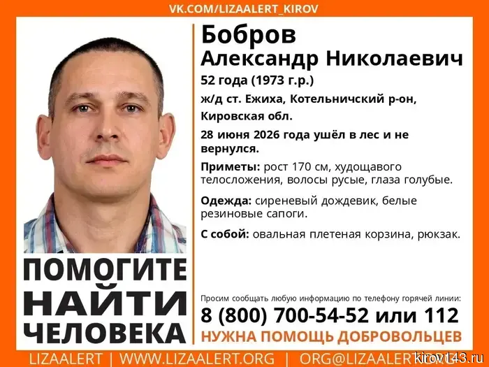 В Кировской области в лесах Ежихи пропал Бобров.