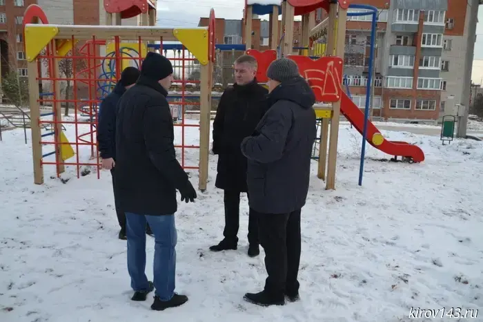 Gagarinov held a meeting on a snow-covered children's playground.
