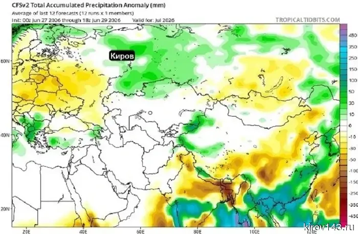 July in the Kirov region is expected to be rainy and cool.