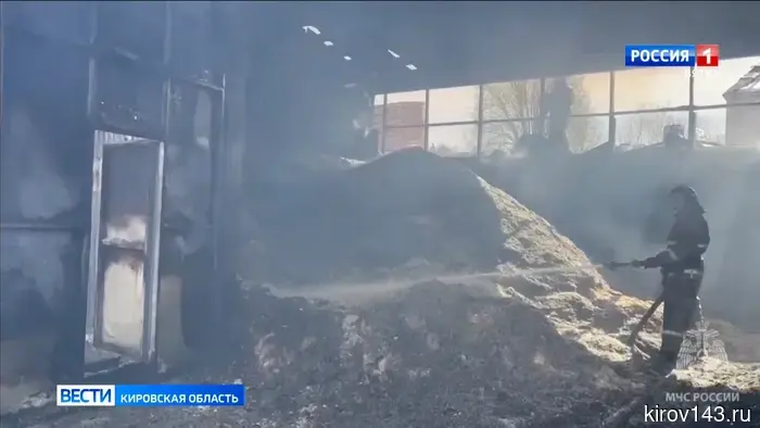 В пригороде Слободского произошел пожар в здании деревообрабатывающего цеха.