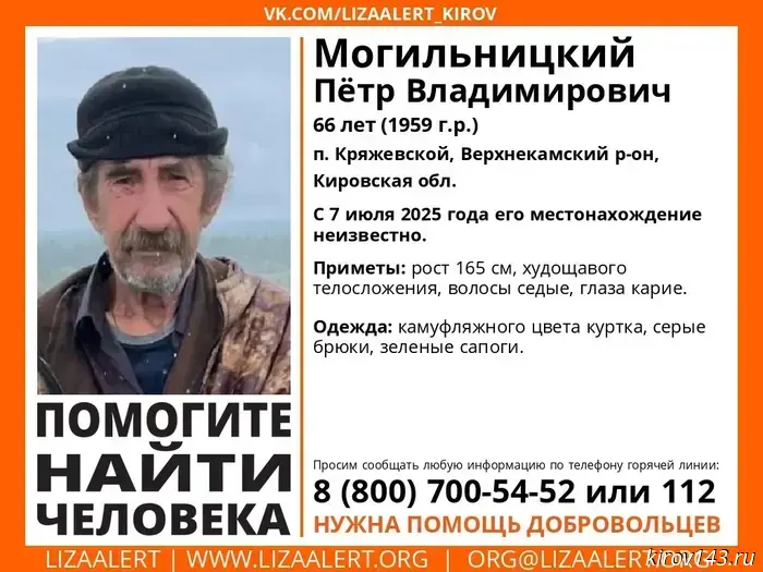 Men aged 31 and 66 have gone missing in the Kirov region.