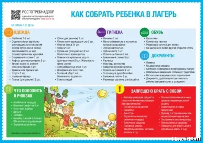 В Роспотребнадзоре дали советы, как правильно собрать ребенка в лагерь