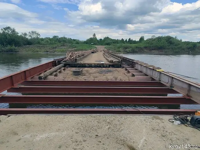 Ремонт наплавного моста через Чепцу планируют завершить до 31 мая.