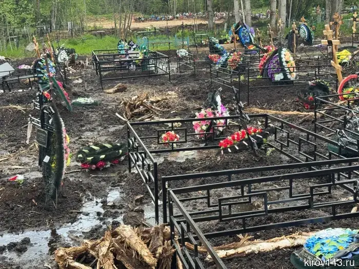 Swamp instead of a cemetery: what is happening now at the Novomakaryevsky cemetery in Kirov
