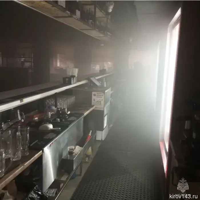 A café caught fire on Sverdlov Street.