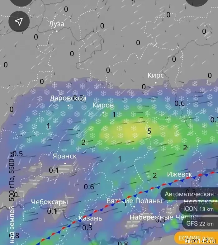 В дни, приходящиеся на конец недели, в Кировской области ожидаются сильные снегопады.