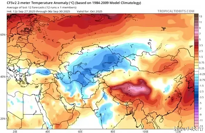 October in the Kirov Region will be warmer than normal.