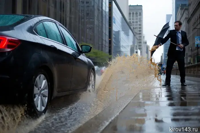 Kirov drivers have been warned about fines and penalties for splashing pedestrians from puddles.
