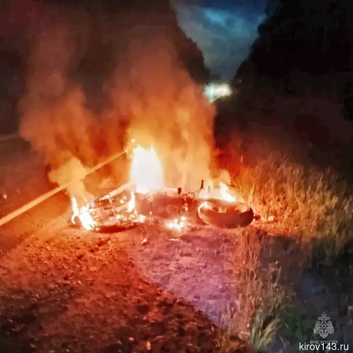 В Верхошижемском районе мотоцикл загорелся после столкновения с лосем.