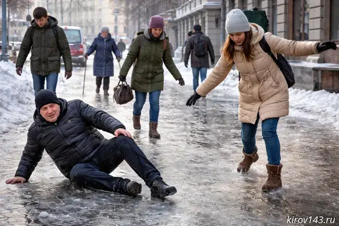 Caution: black ice — EMERCOM reminds Kirov residents of safety rules.